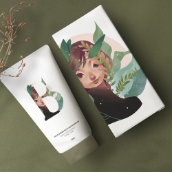 Floral skincare tube mockup psd beauty product packaging